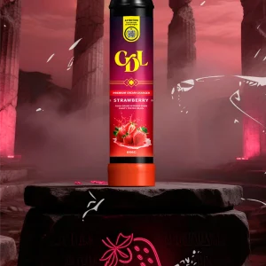 Butla N2O Cream Deluxe 666 g – Strawberry (truskawka), widok z przodu