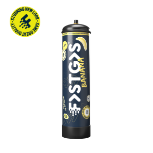 Bombona de N2O FastGas 670 g – Banana Cream (plátano), vista frontal